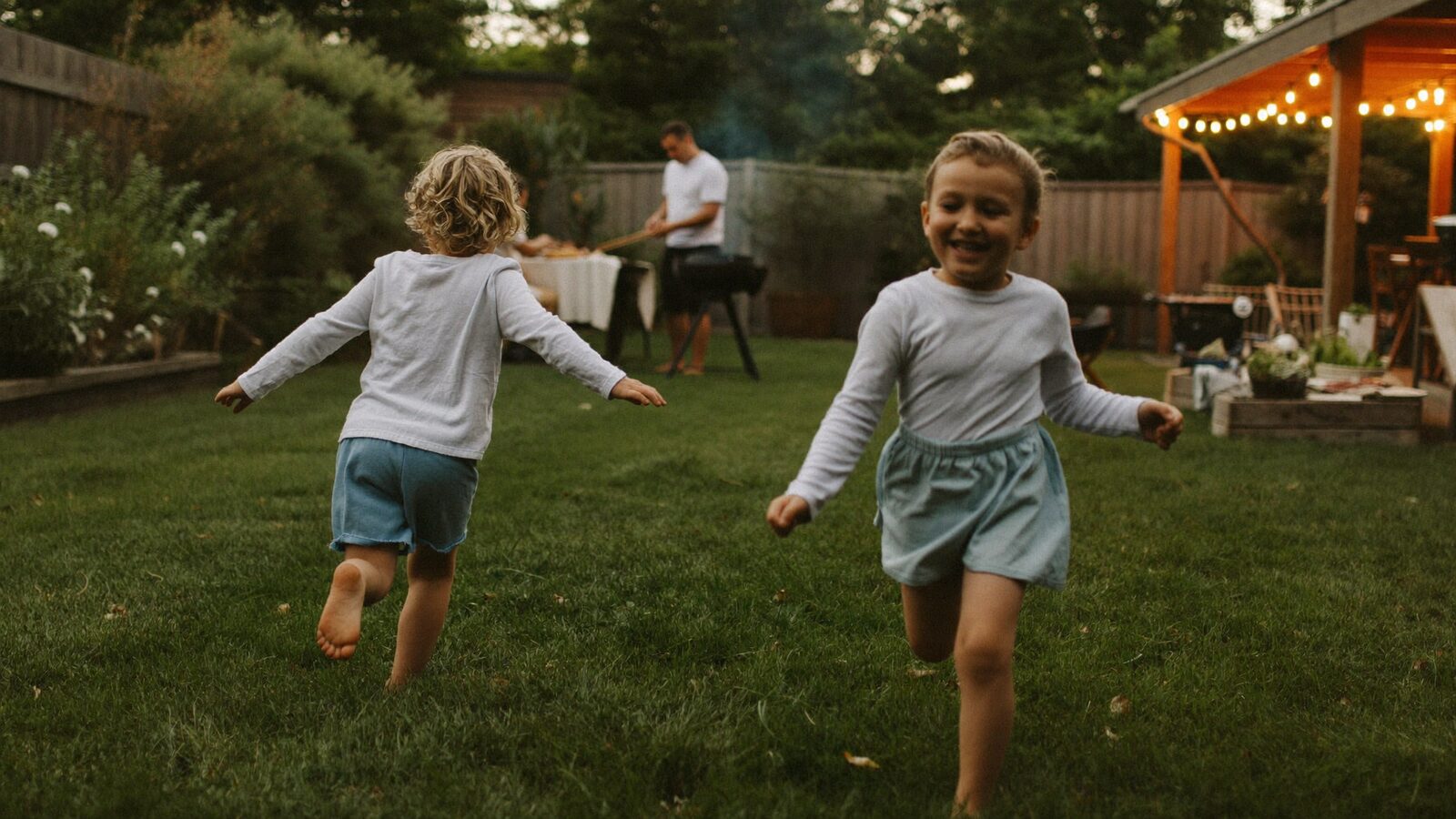 Family backyard in the evening